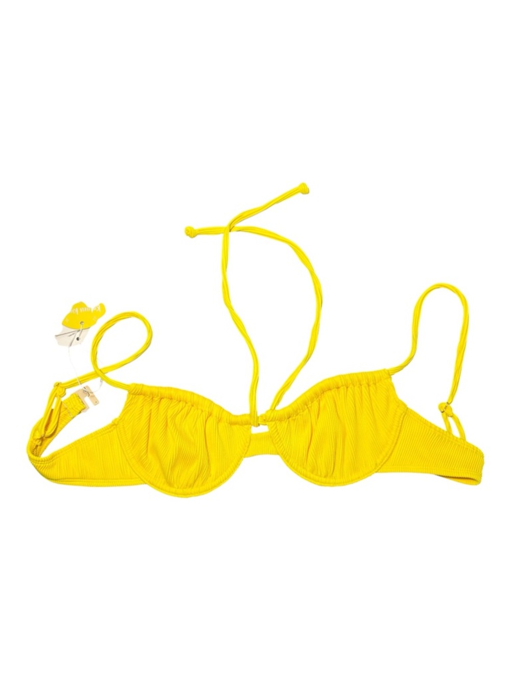 KULANI KINIS Bright Yellow Ribbed Underwire Bikini Top